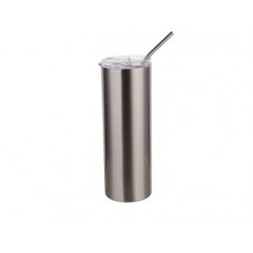 20oz/600ml Stainless Steel Tumbler with Straw & Lid(Silver)
